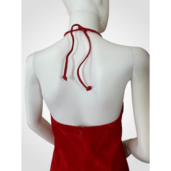 Vintage Red Suede Halter Style Sexy Dress! Size 10, Ready for Holiday Party! - Picture 4 of 8
